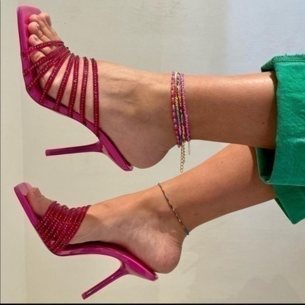 ZARA RHINESTONE VINYL HIGH HEEL SANDALS 3804/010